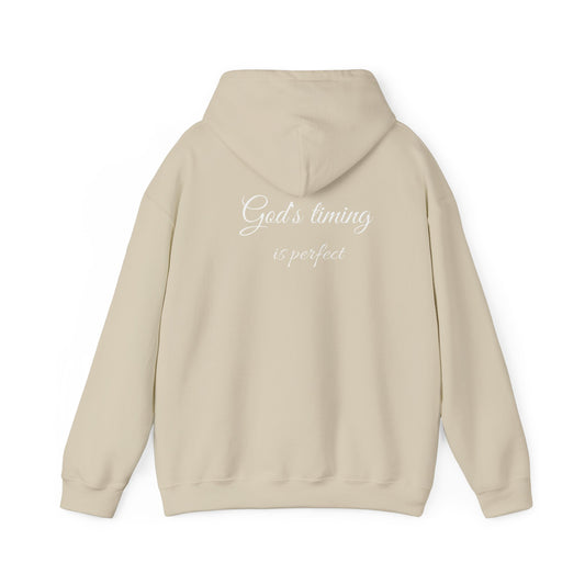 Hoodie — "God's Timing Is Perfect" Cozy Faith Pullover