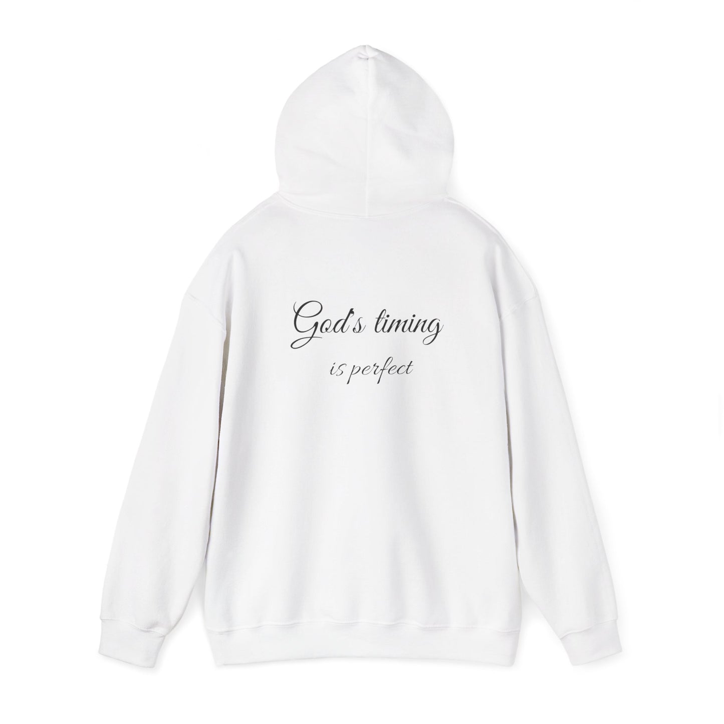 God's Timing Hoodie – Inspirational Script Religious Hooded Sweatshirt