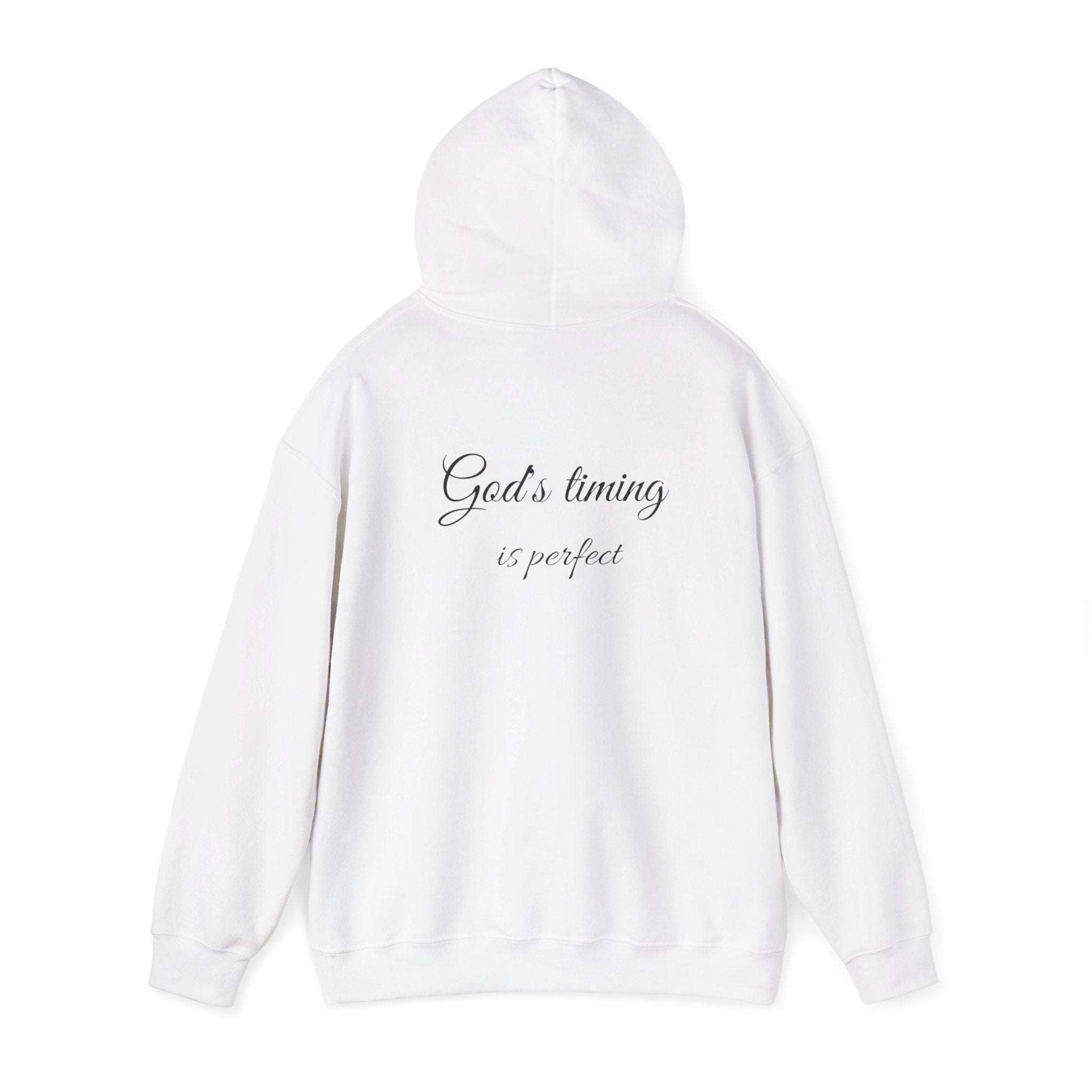 God's Timing Hoodie – Inspirational Script Religious Hooded Sweatshirt