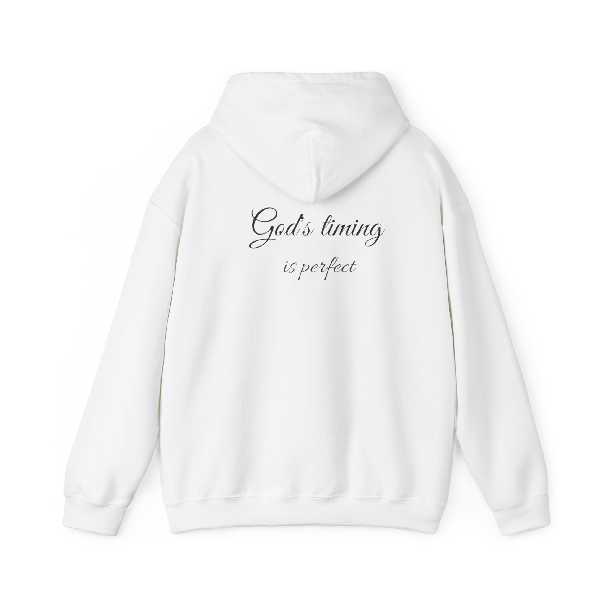 God's Timing Hoodie – Inspirational Script Religious Hooded Sweatshirt