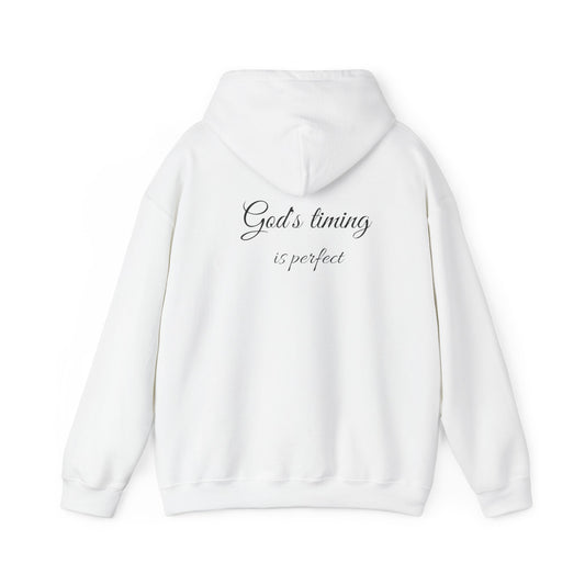 God's Timing Hoodie – Inspirational Script Religious Hooded Sweatshirt